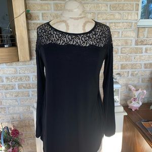 Old navy black lace yoke tunic top size S